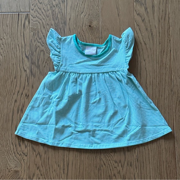 Stitchy Fish Mint to Be Ruffle Short Set, Green Stripe - Picture 11 of 13